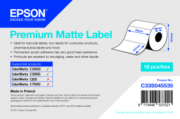 (Bild für) Epson Etikettenrolle, Normalpapier, 76x127mm - zum Schließen ins Bild klicken